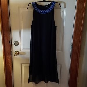 WHBM Black Dress with Embellished Neckline